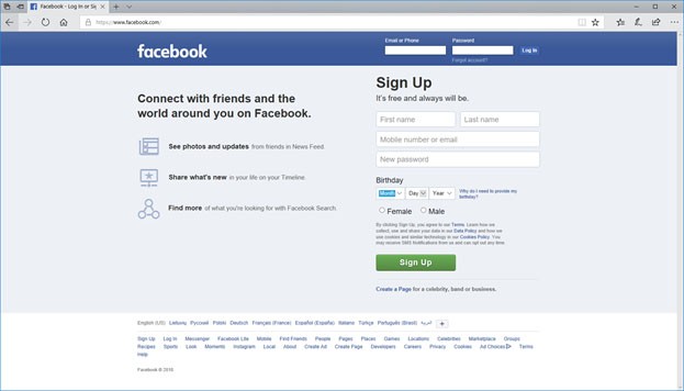 facebook sign in view passwords