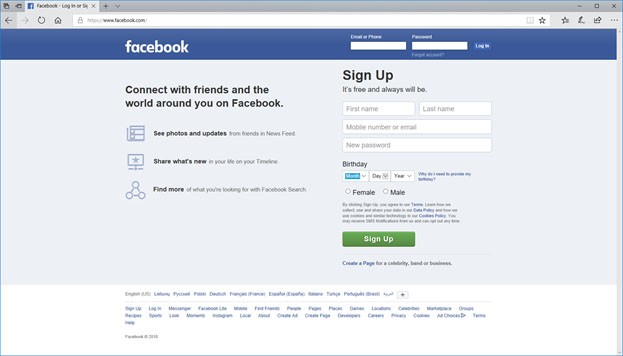 Facebook without profile accounts see Blank Facebook