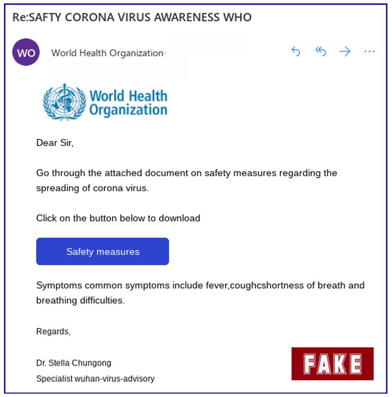 world health organization email scam