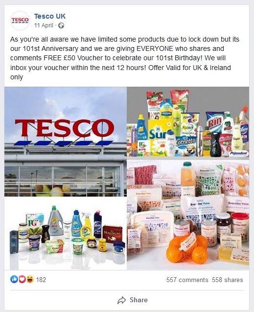 En lignende Tesco-svindel fra april