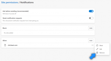 Disable annoying notifications in Microsoft Edge