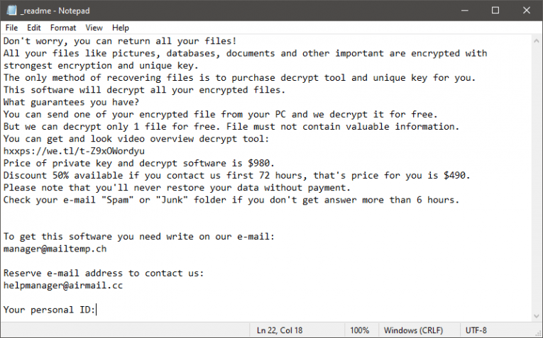 Ddsg Ransomware Nota sul rischio