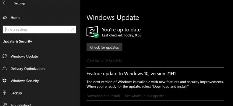 Le app non si apre su Windows - Verifica aggiornamenti