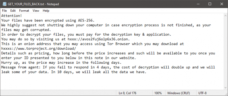 AvosLocker Ransomware Ransom Note
