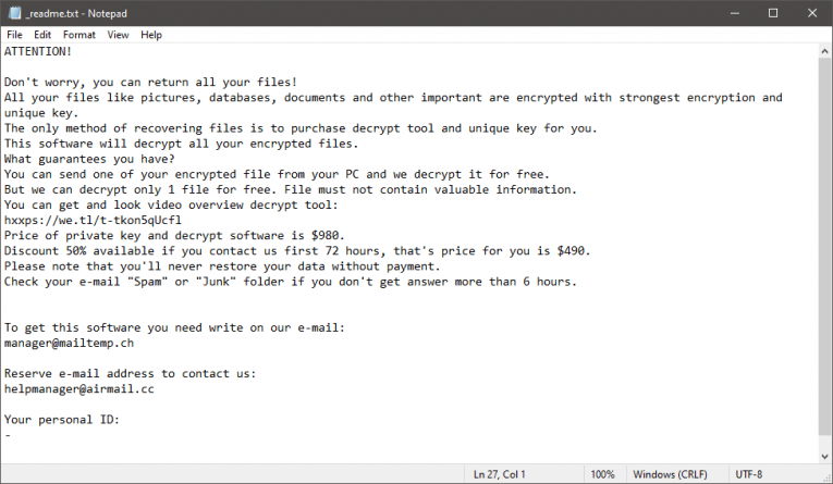 Nota de resgate de Gujd Ransomware