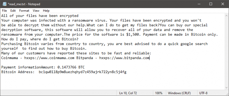 Pay Us Ransomware Ransom Note