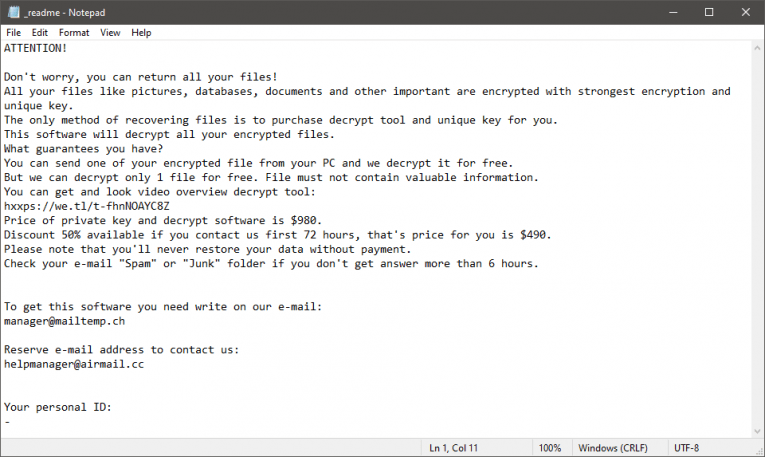 Pooe Ransomware 勒索说明