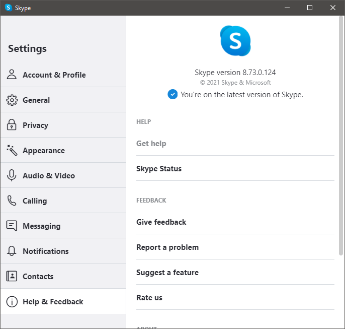 Skype 网络摄像头不工作 - 检查 Skype 更新