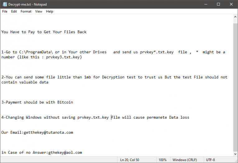 CONFIANZA Ransomware Ransom Note