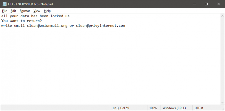 CLEAN Ransomware Ransom Note