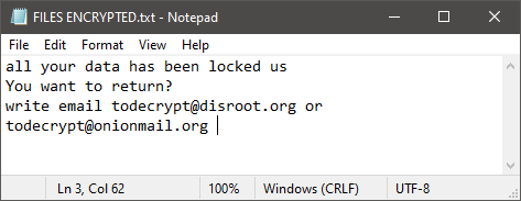 TOR Ransomware Ransom Note