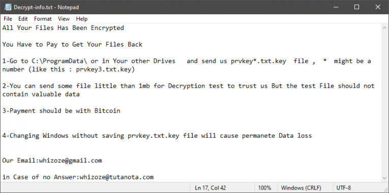 WIZOZ Ransomware 勒索说明
