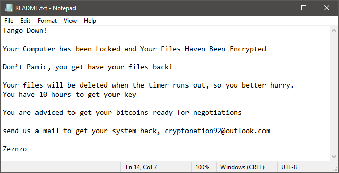 Zeznzo Ransomware Ransom Note