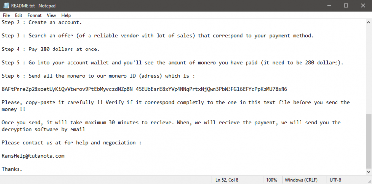 Note de rançon CRYPTEDPAY Ransomware