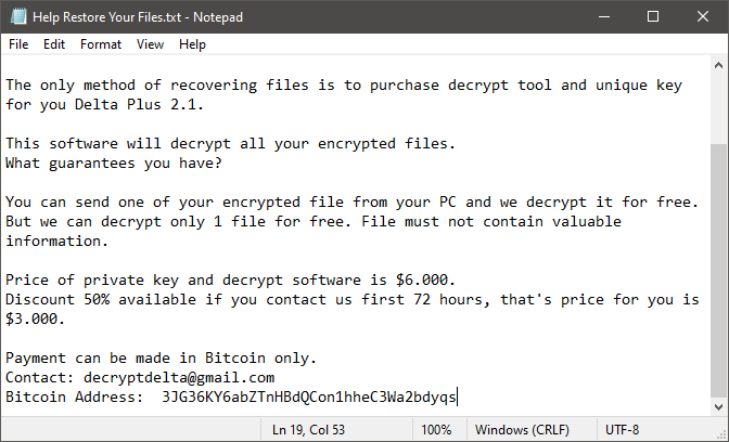 Delta Plus Ransomware 勒索說明