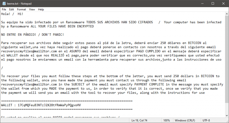 Note de rançon Leeme Ransomware