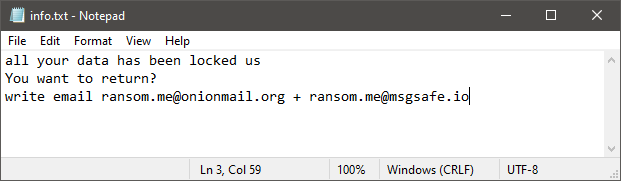 RME Ransomware Losgeld Opmerking