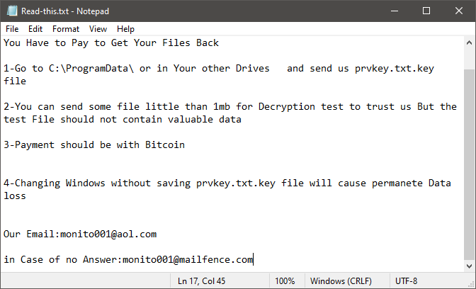 Заметка о выкупе Taleb Ransomware