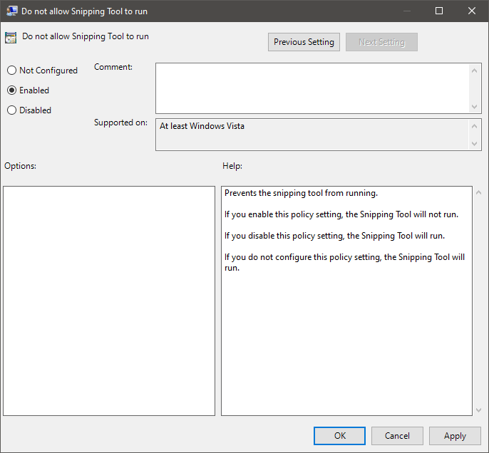 Error 'La herramienta de recortes no funciona en su computadora en este momento'