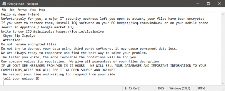 Zipulya Ransomware Uwaga okupu