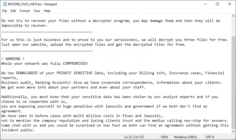 Note de rançon Spook Ransomware