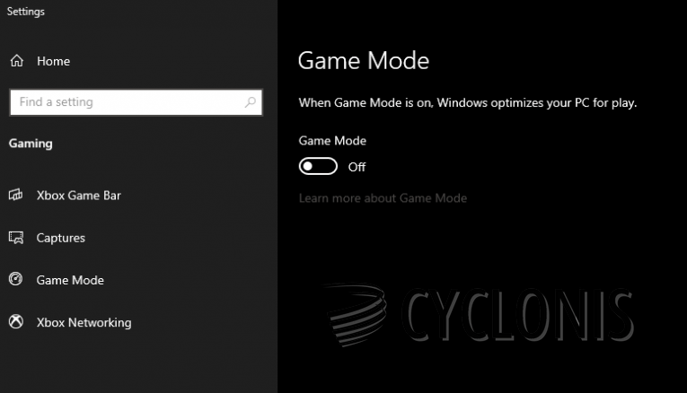 Disable Game Mode Windows